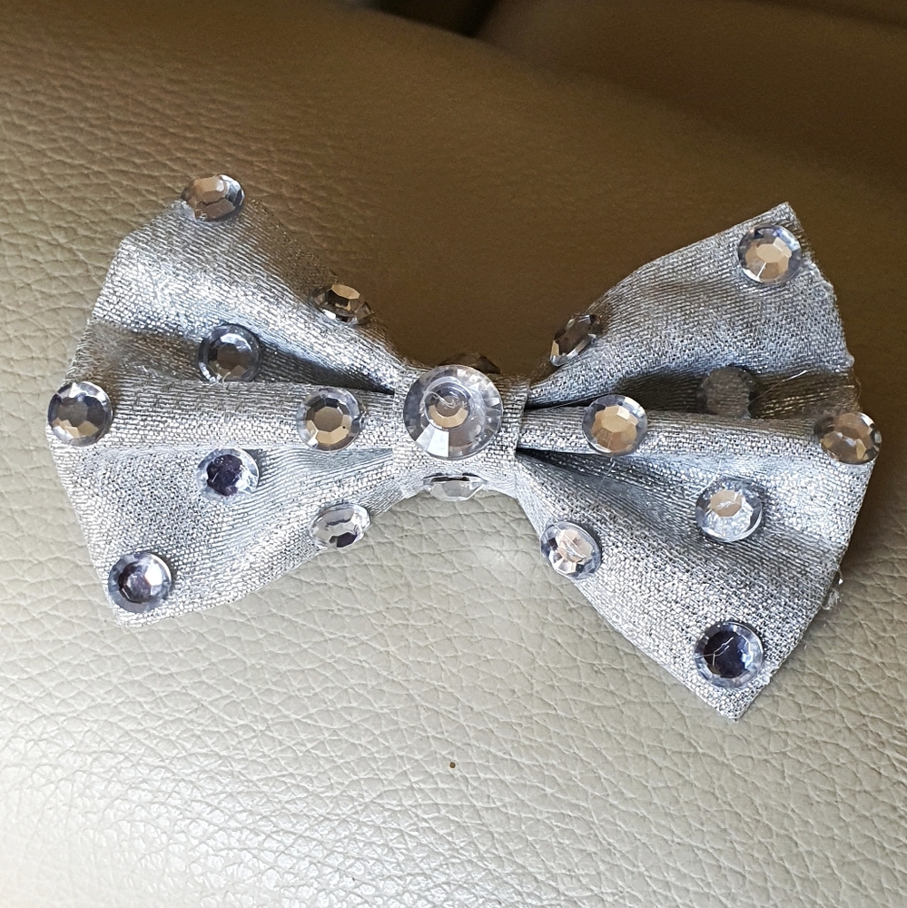 🐶 3 for $15 Pablo Diamonds Bling Bling Silver Bow Tie - Picture 7 of 15